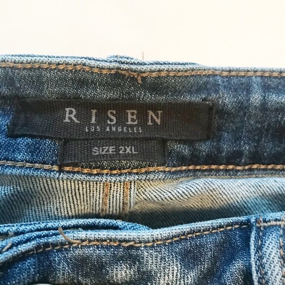 RISEN Distressed Skinny Ankle Raw Hem Ripped Plus Size Jeans Womens 2XL 18 - Picture 5 of 11